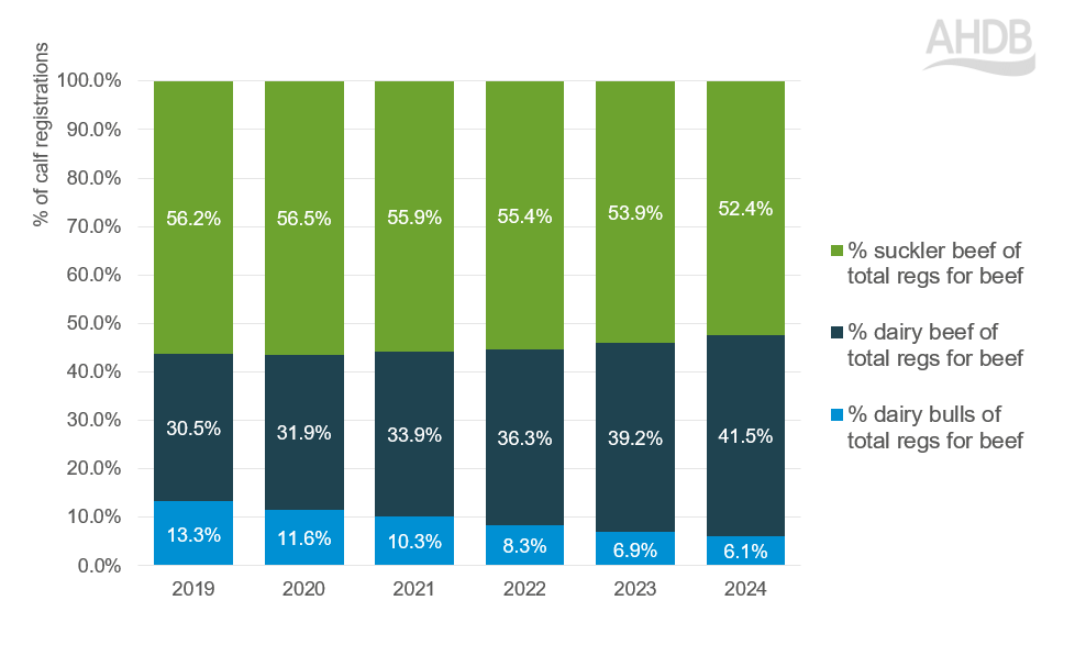 Graph showing cattle registrations by type